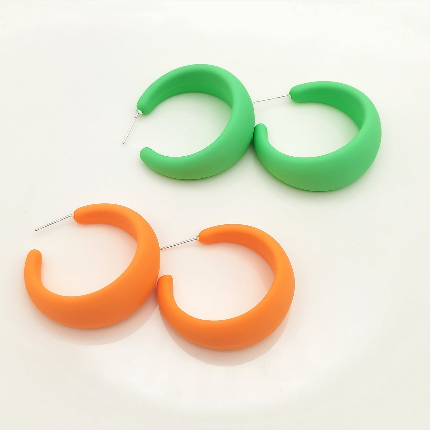 Needle Color Resin Circle Candy Shaped Fluorescent Cute Personality Stud Earrings
