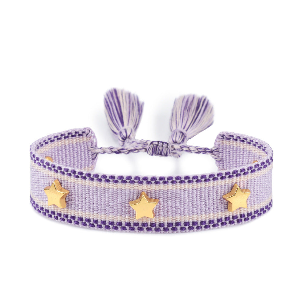 Woven Alloy Five-pointed Star Moon Concert Bracelets