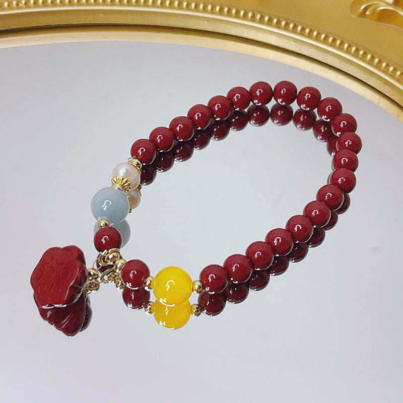 Bracelets en coquillage de perles de Style ethnique chinois pour femmes, cinabre