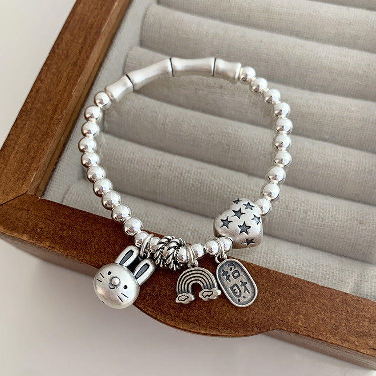 Life Rabbit Armbänder mit Bambus-Gelenk-Herz-Retro-Design