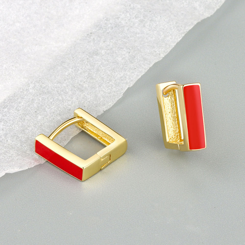 Small Fashion Three-dimensional Square Epoxy Female Earrings