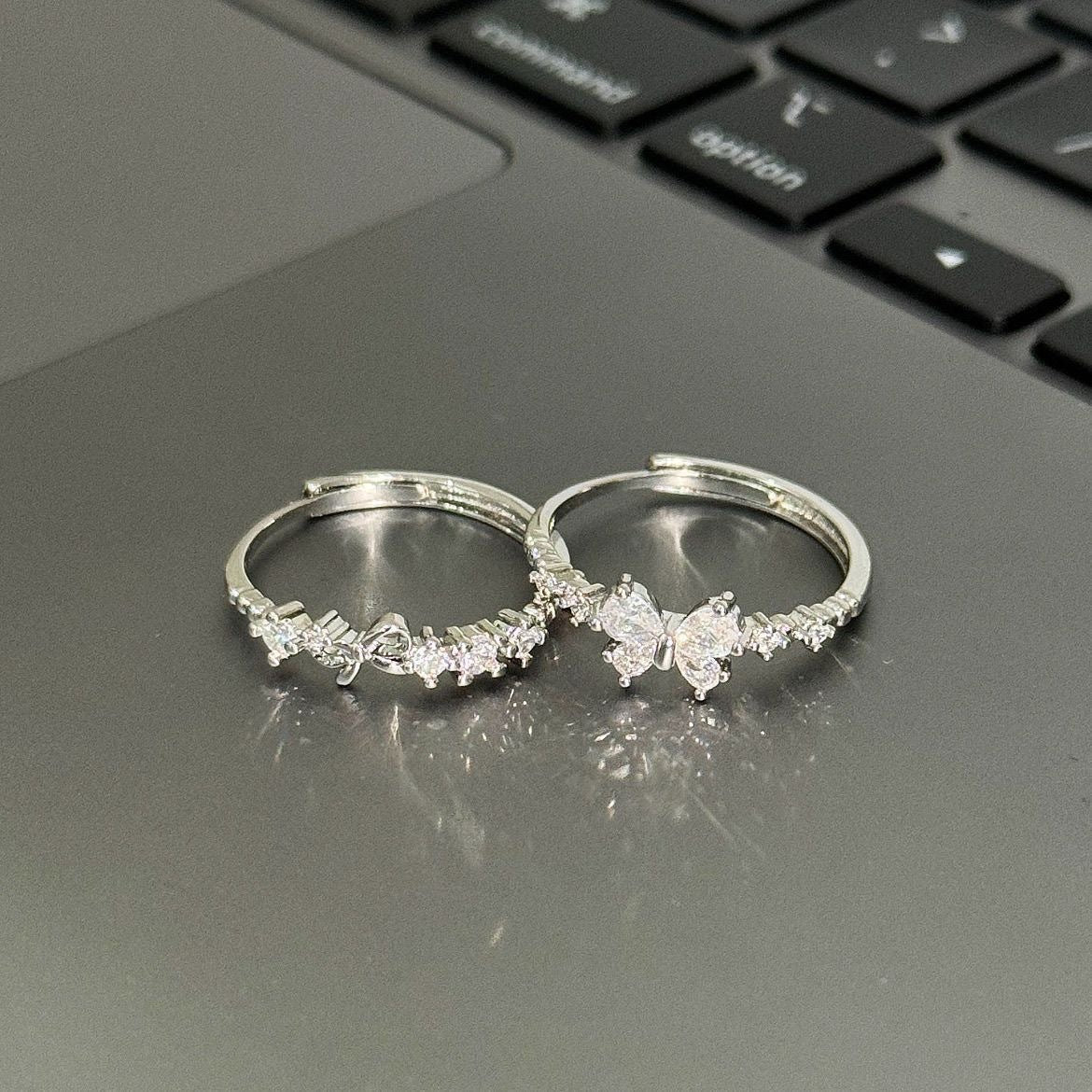 Sweet Princess Bow Sier Girlfriends Design Birthday Gift Rings