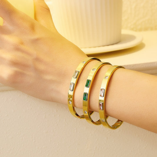 Women's Pearl Titanium Steel High-grade Zircon Buckle Bracelet