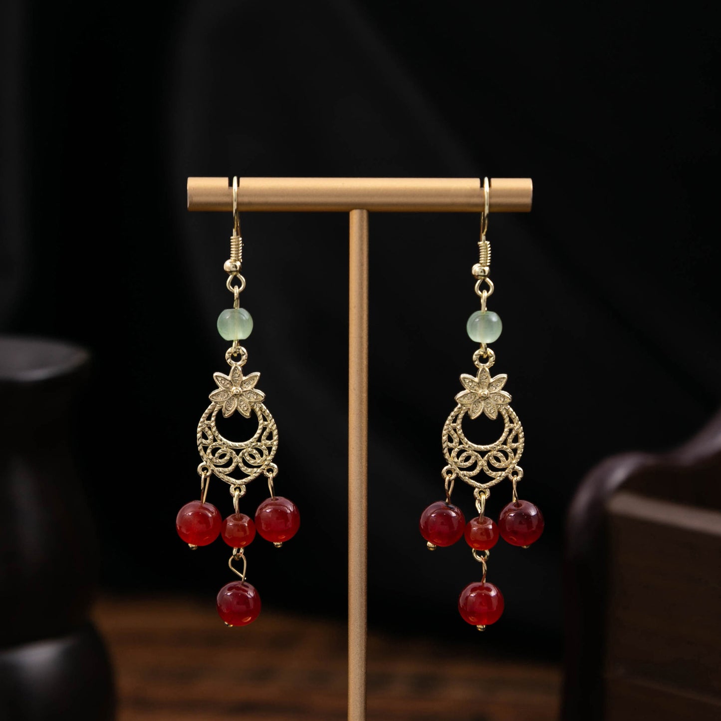 Selection Of Chinese Ancient Style Beaded Long Fringe National Hollow Earrings