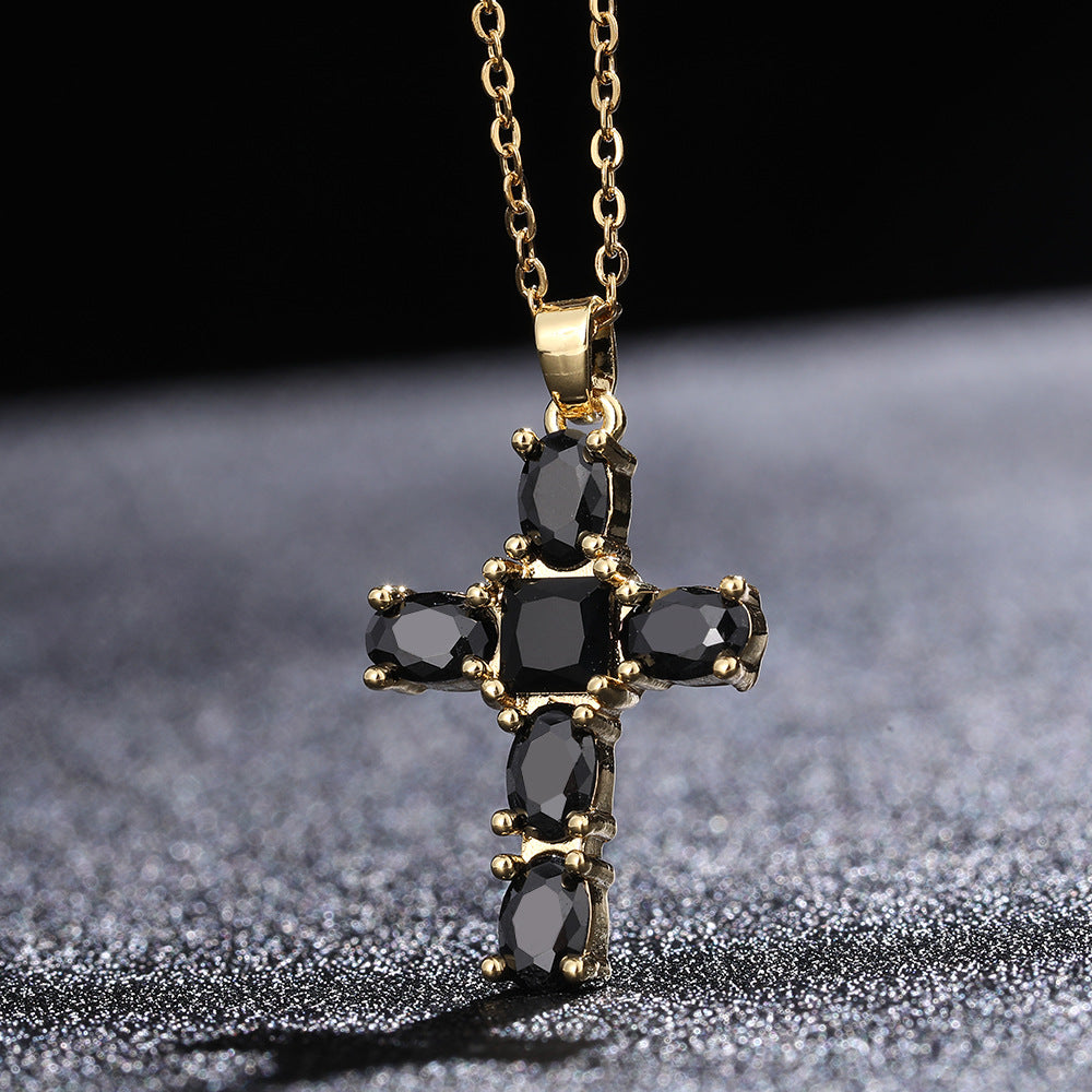 Hop Full Diamond Crook Cross Ornament Necklaces