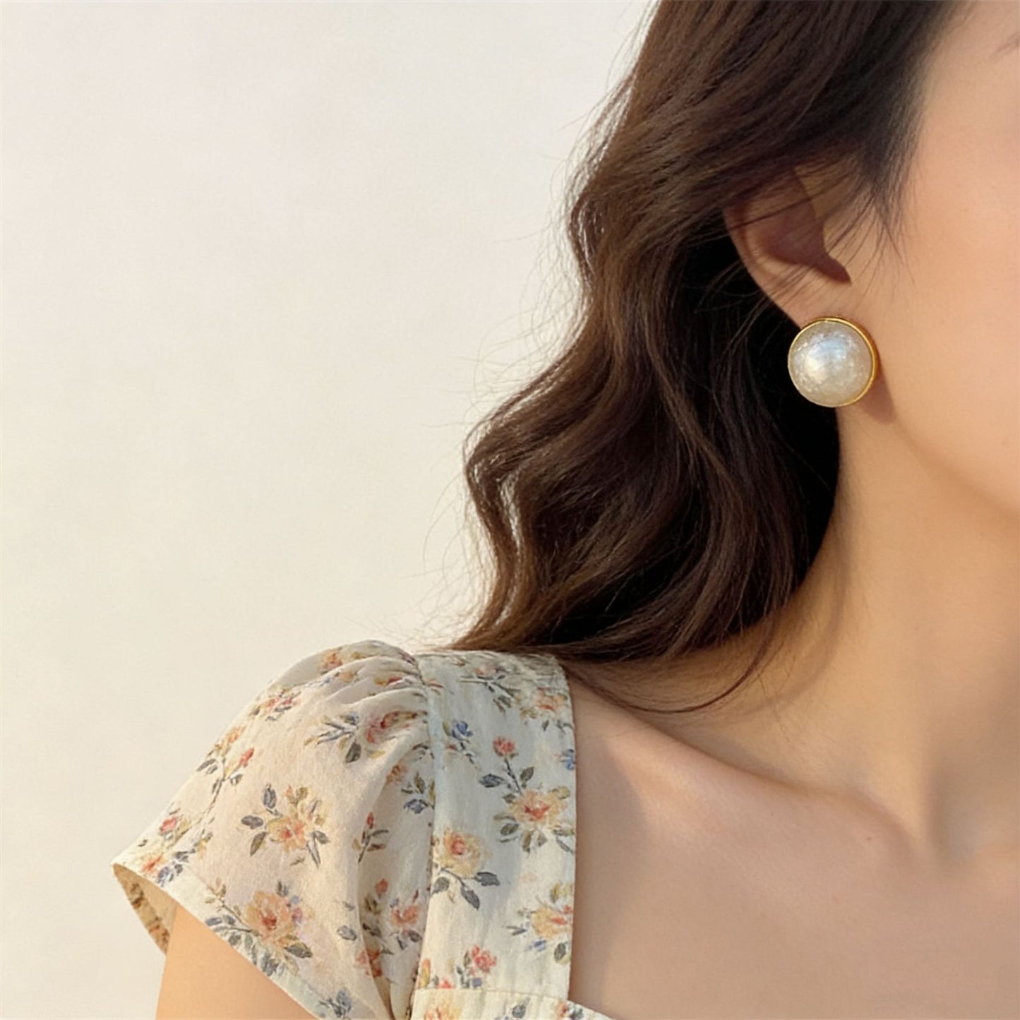 Round Cotton Beads Tide Entry Lux Elegant Fashionable Temperamental Stud Earrings