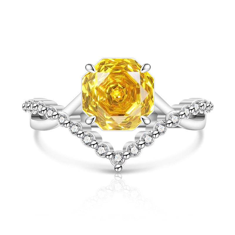 Crown Rose Cut For Love Female Super Flash High Carbon Ring