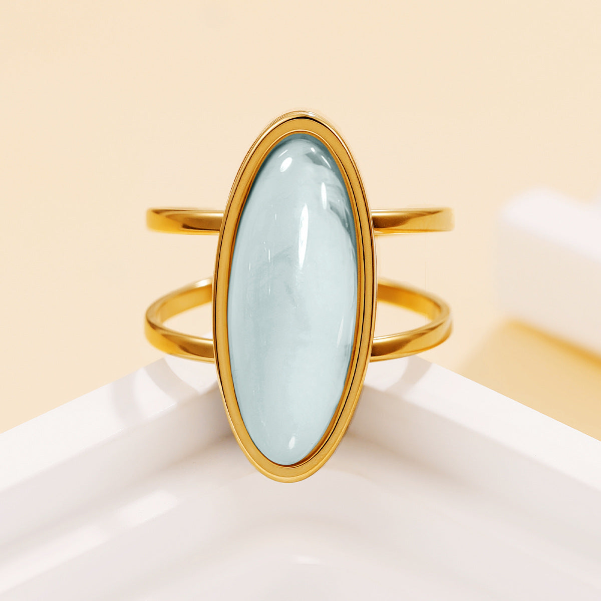 Steel Personality Retro Geometric Gemstone Multiple Colors Rings