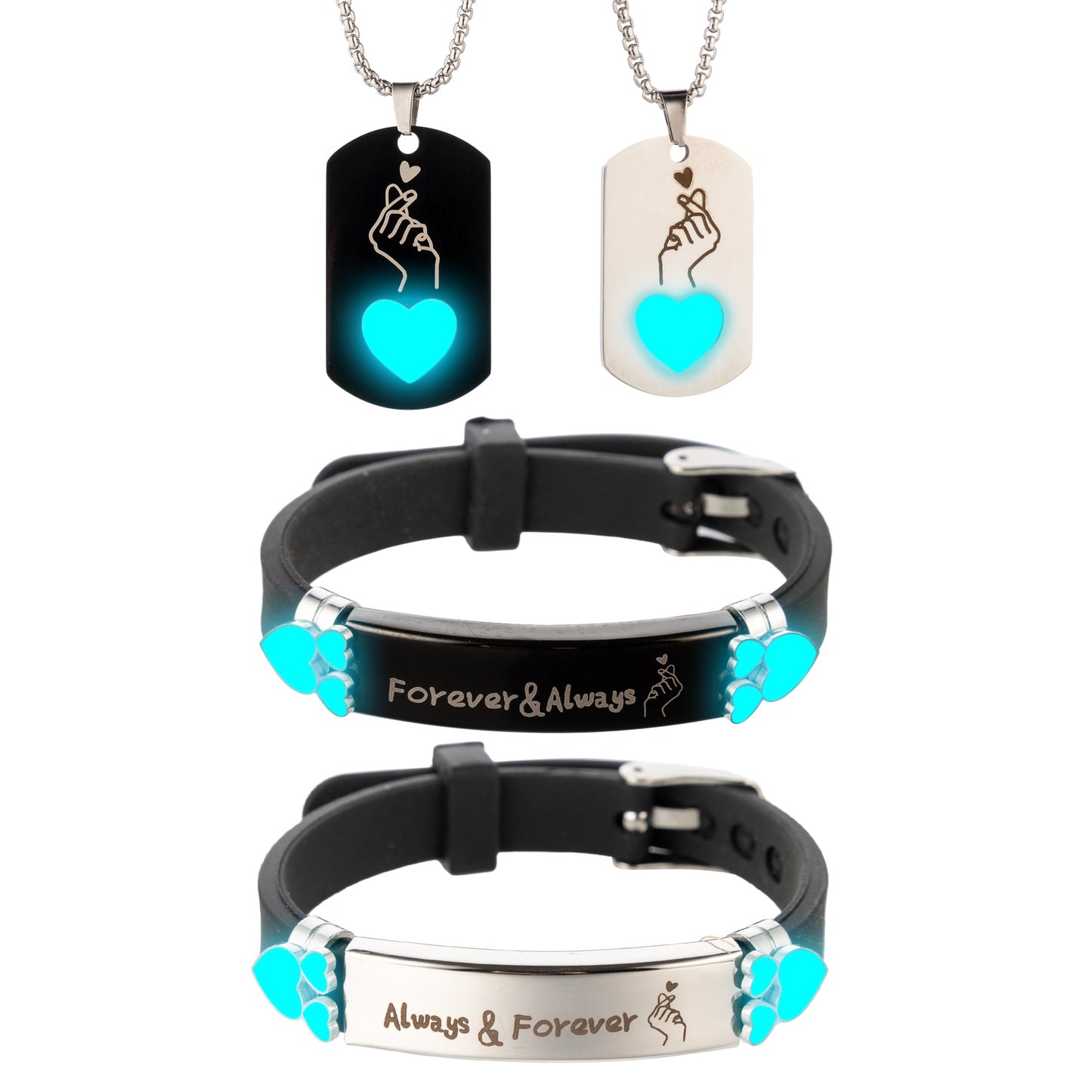 Steel English Letters Than Heart Couple Bracelets