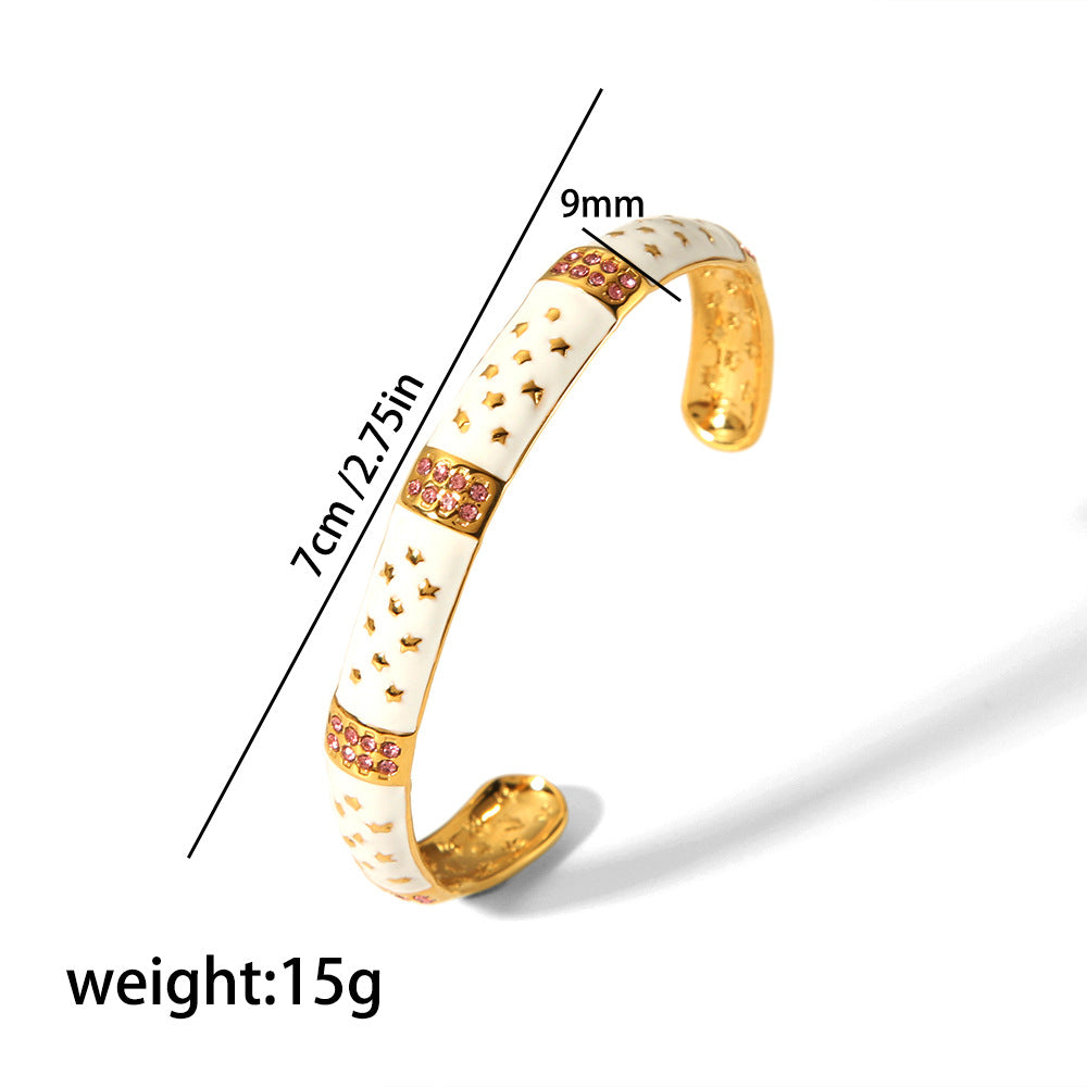 Women's Fashion Retro Design Oil Dripping Gold Stainless Steel Bracelets