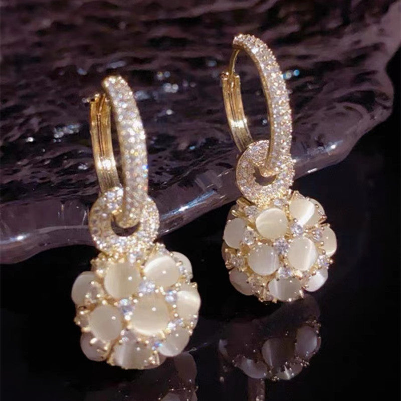 Opal High-grade Light Luxury Temperament Zircon Earrings