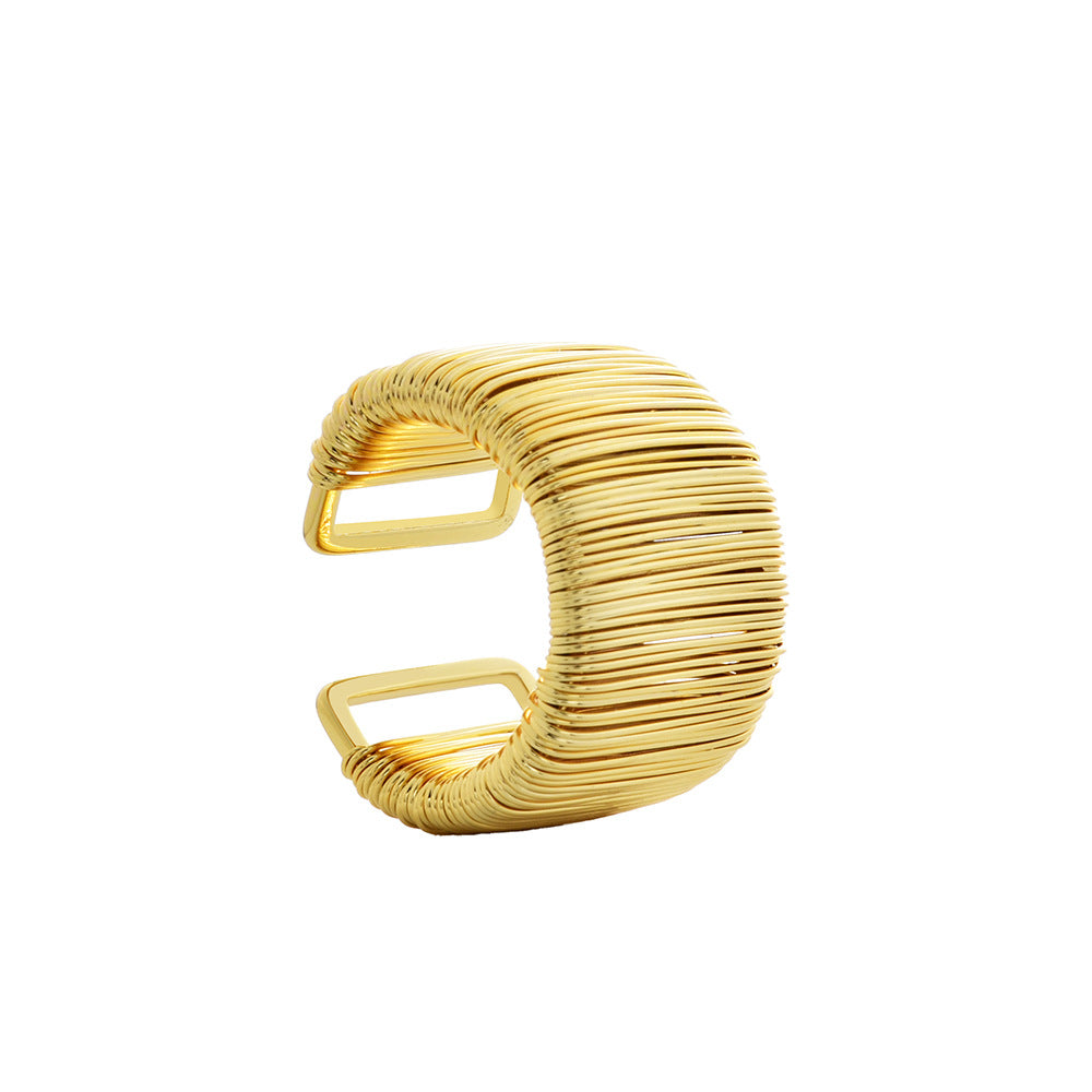 Woven Stripes Open-end Personality Irregular Wide Version Exaggerated Adjustable Ring