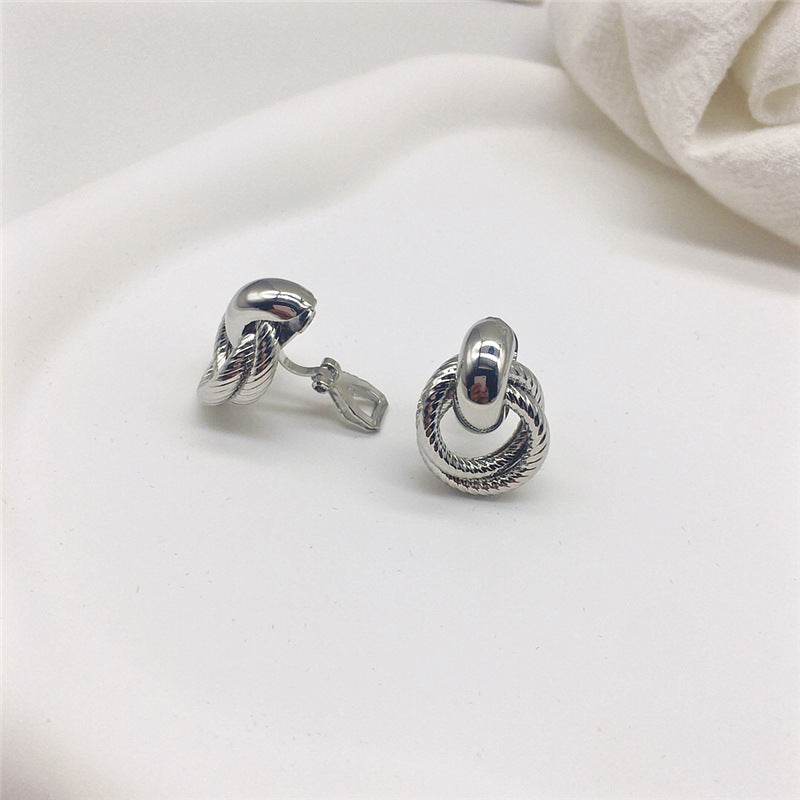 Geometric Staggered Circle Clips Elegant Metal Frosty Style High-grade Ear Clip