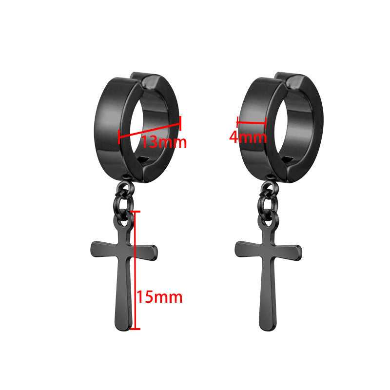 Stainless Steel Cross Golden Trend Fashion Eardrop Ear Clip