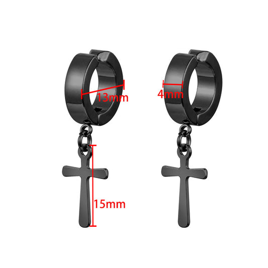 Stainless Steel Cross Golden Trend Fashion Eardrop Ear Clip