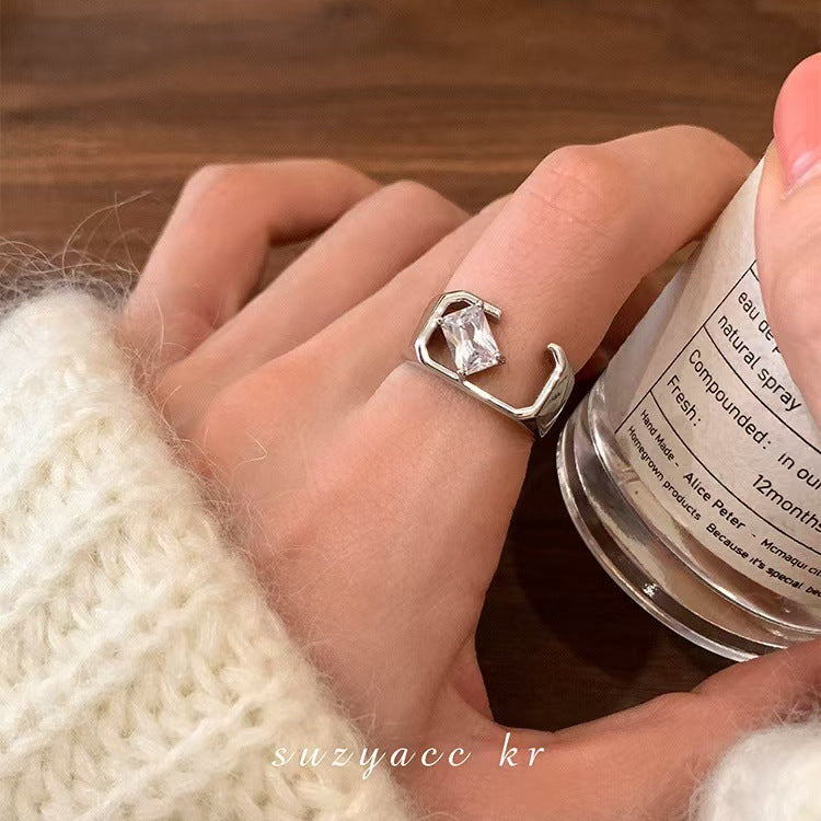Zircon Design Open Female Trendy Hip Hop Sweet Rings