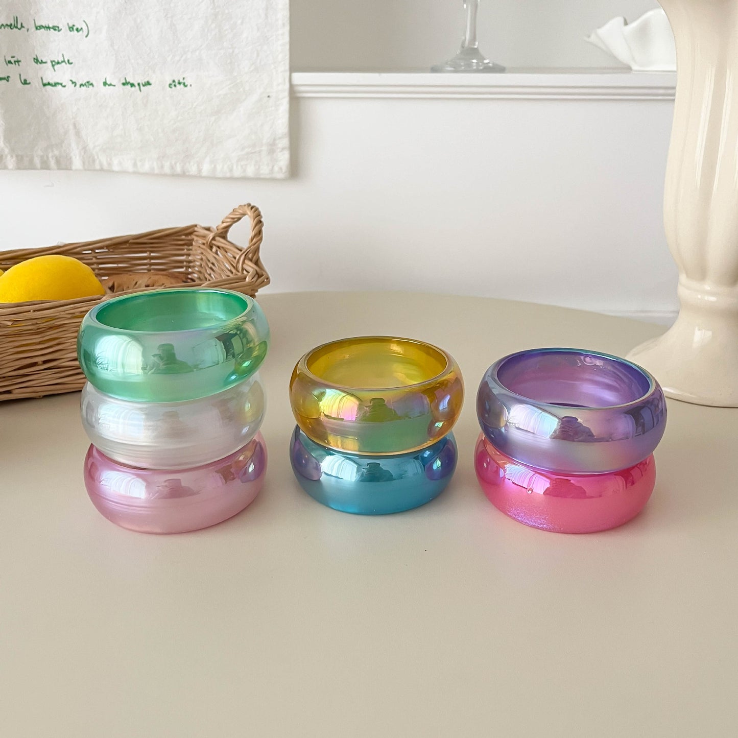 Magic Color Resin Wide Transparent Colorful Sweet Cool Style Niche Bracelet
