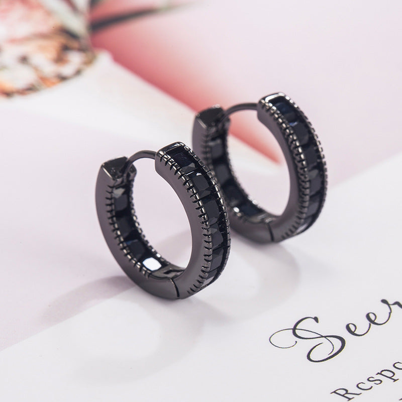 Women's & Men's Classic Zircon Black Clip Street Simple Daily Hip Hop Super Earrings
