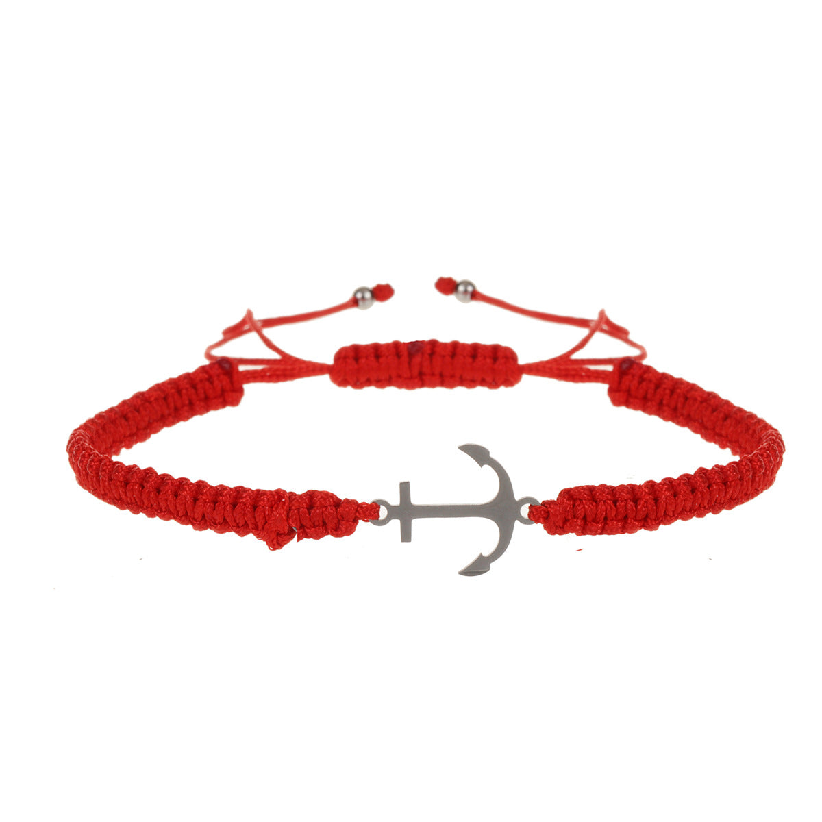 Bracelets simples en acier inoxydable avec corde rouge et papillon