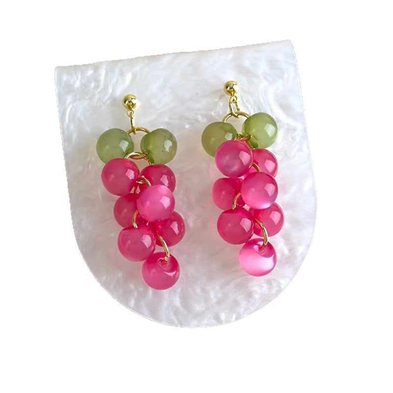 Color Beaded Grape Simple Cute Smart High-grade Earrings