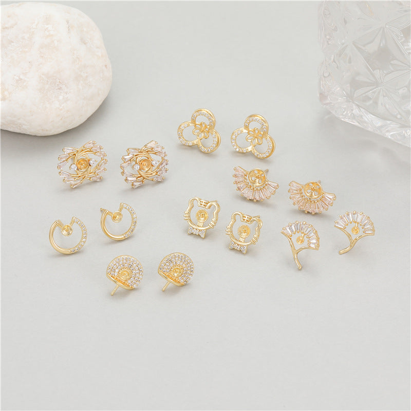 Special Interest Light Luxury High-grade Female Zircon Pearl Holder Irregular Earrings
