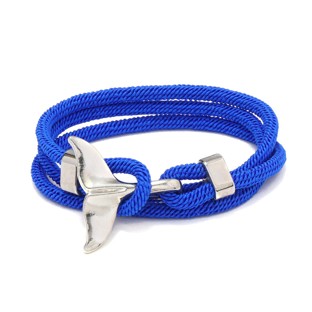 Women's & Men's & Ocean Series Boat Anchor Style Whale Tail Braided Rope Bracelets