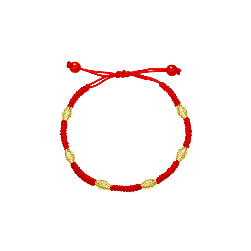 Knot National Fashion Vintage Hollow Bead Hand-woven Life Red Bracelets