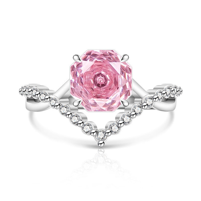 Crown Rose Cut For Love Female Super Flash High Carbon Ring