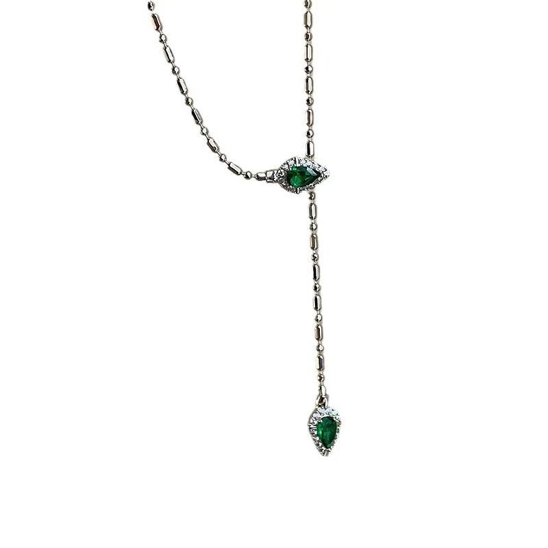 Women's Grandmother Green Snake Simple Sweet Grace Cool Style Minimalist Design Necklace