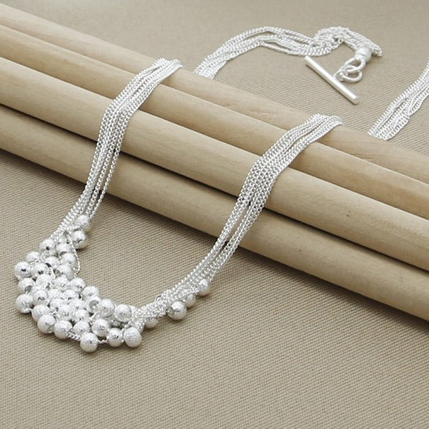 Unique Innovative Sier-plated Sand Beads Korean Necklace