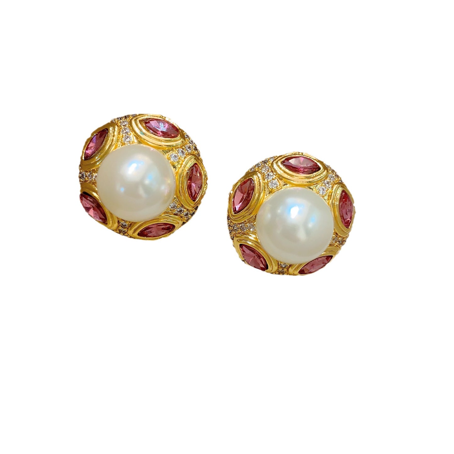 Colorful Pearl Niche Fashionable Retro Geometric Earrings