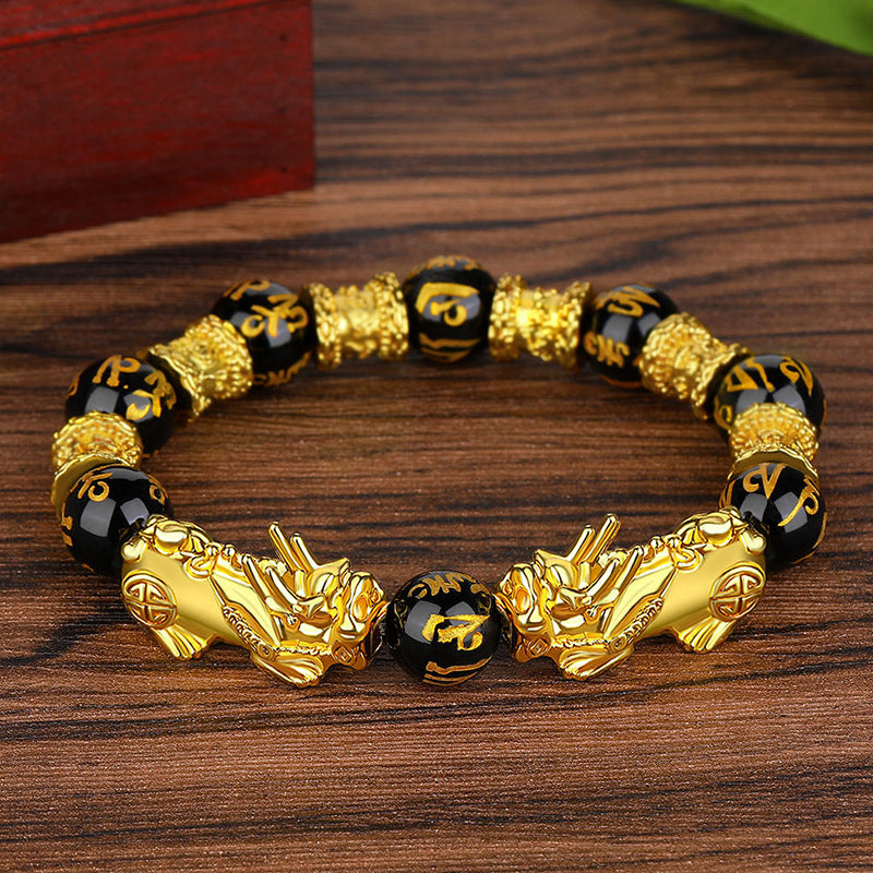 Six bracelets Vietnam Placer or Pi imitation obsidienne, grande taille