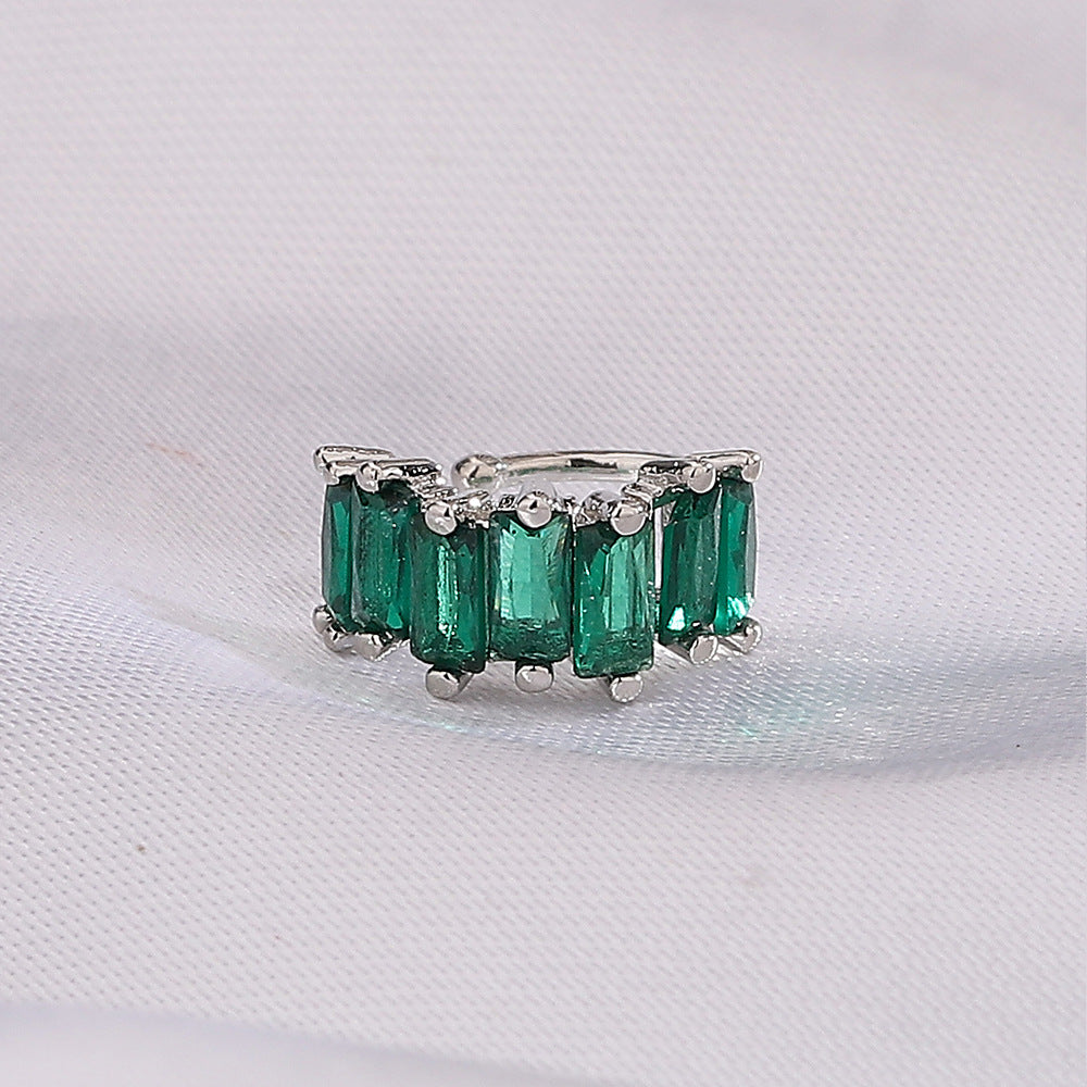 Men's Square Light Luxury Colorful Crystals Without Pierced Irregular With Personality Rings