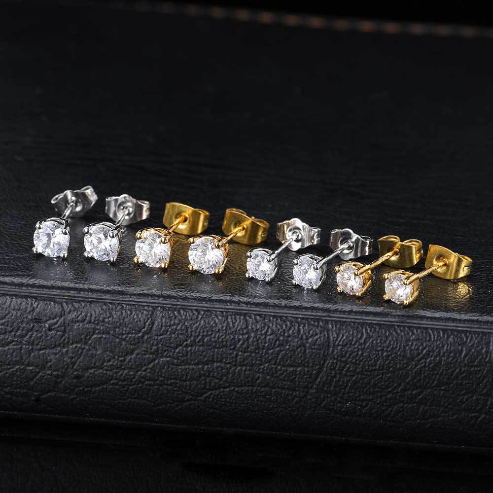 Women's & Men's Hip Hop Zircon Round Fashion Temperament Earrings