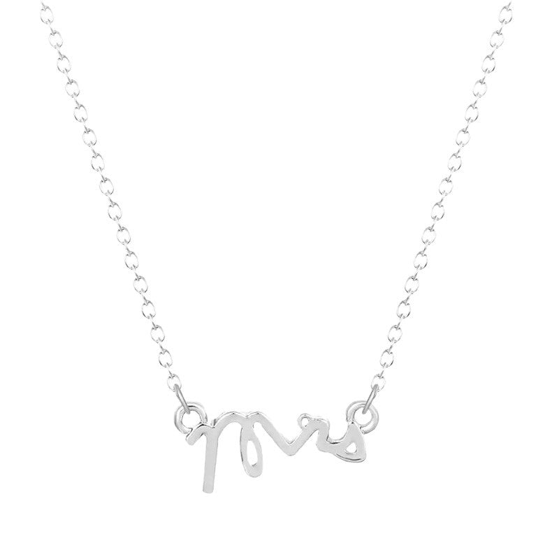 Women's Cursive English Letters Titanium Steel Symbol Clavicle Necklaces