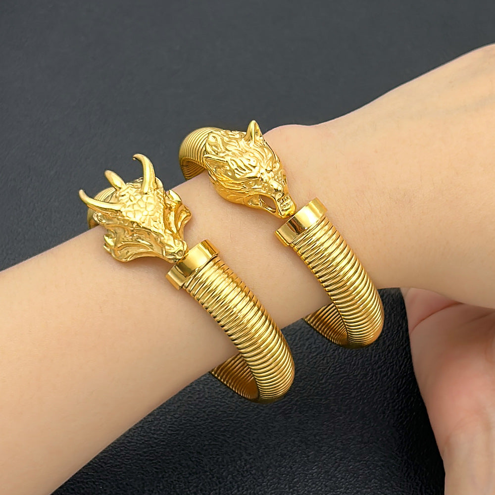 Women's & Men's Stainless Steel Fashion Exaggerated High Sense Open-ended Bracelet