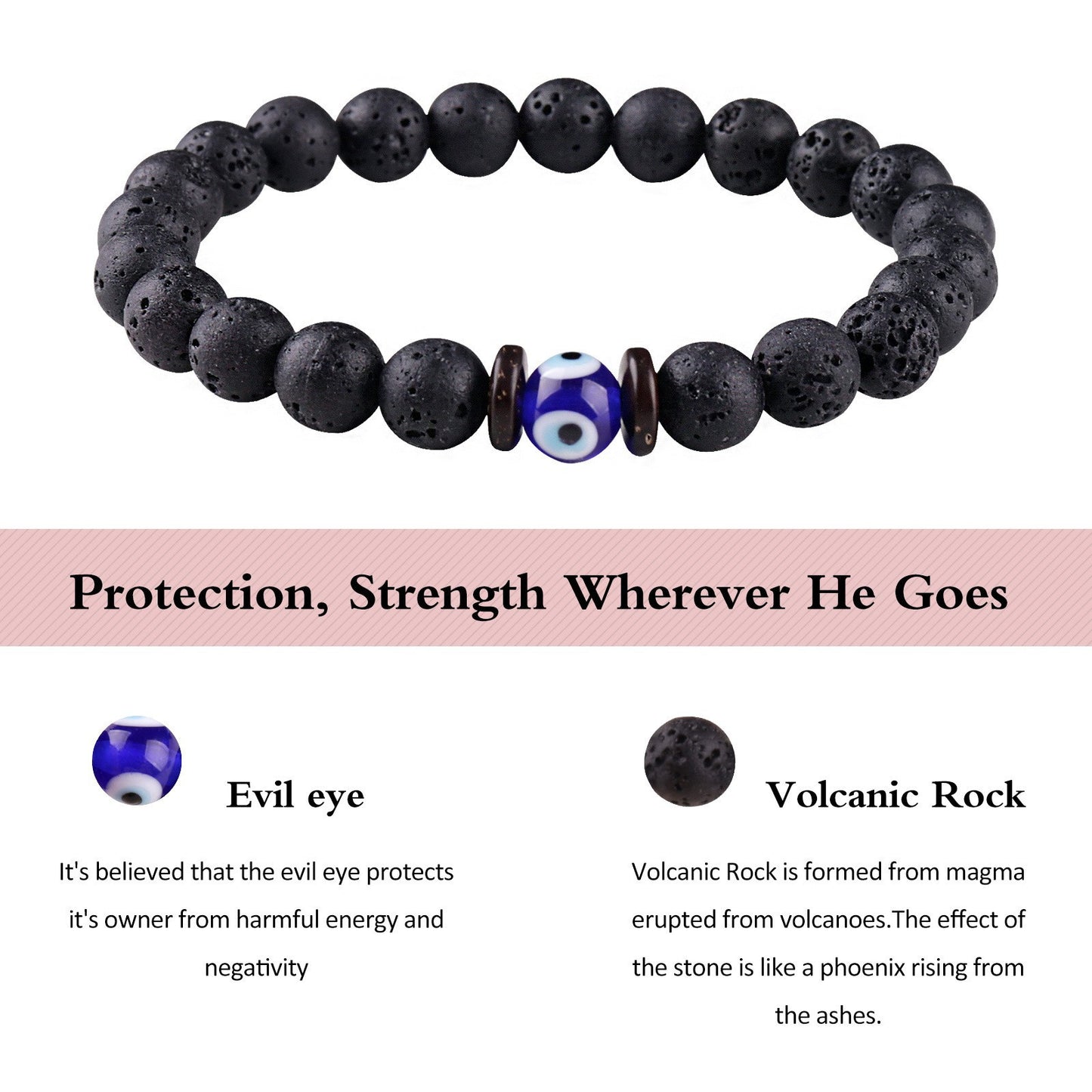 Women's Retro Simple Volcanic Rock Palm Eyes White-barked Bracelets