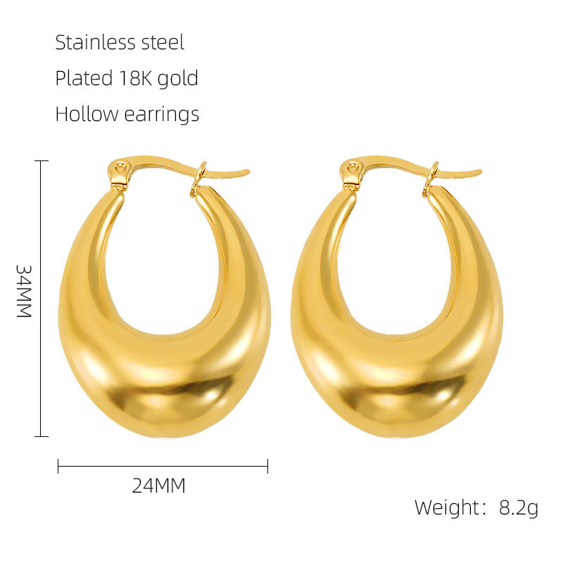 Hollow Crescent Female Gold Titanium French Earrings