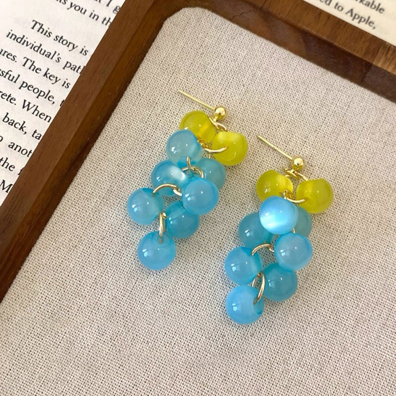 Color Beaded Grape Simple Cute Smart High-grade Earrings