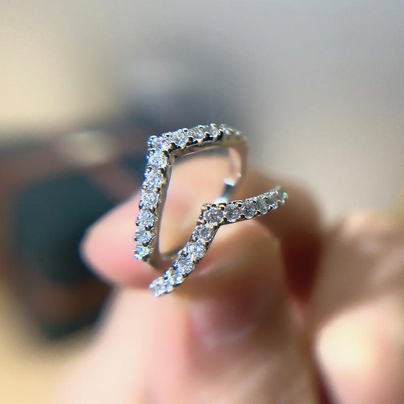 Women's Live Word Style Simple Guard Stackable Zircon Imitation Chic Light Rings