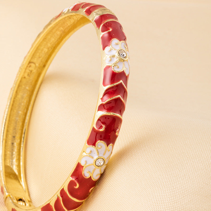 Cloisonne Enamel Fine Floral Vintage Drop Bracelet