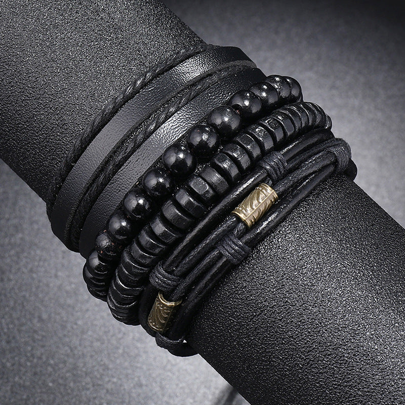 Kreative handgewebte Lederarmbänder im einfachen Set