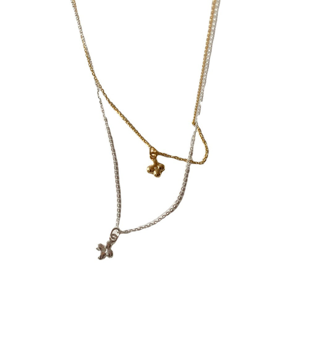 Sterling Sier Round Beads Cross Simple Necklaces