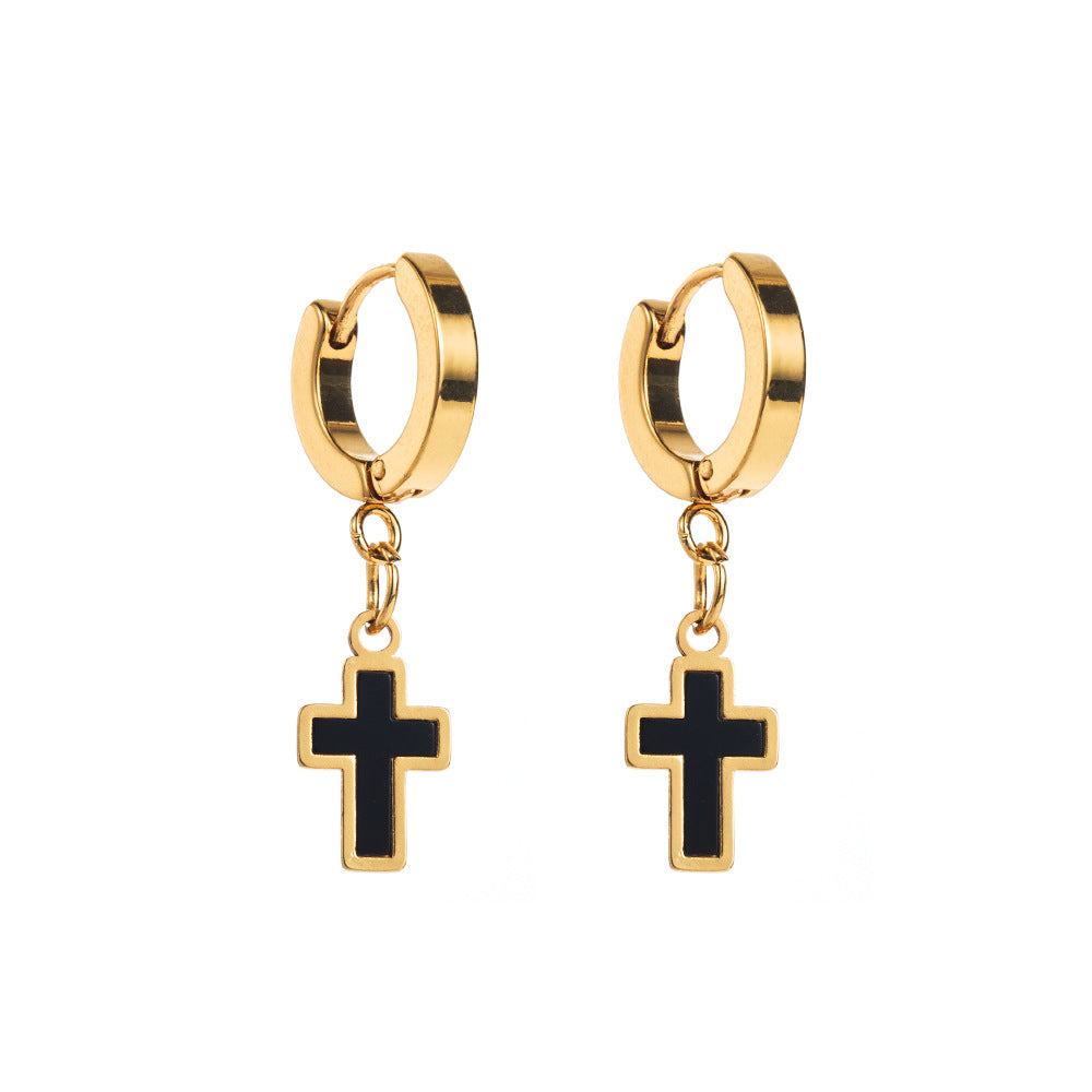 Stainless Steel Love Cross Sweet Cool Mild Earrings