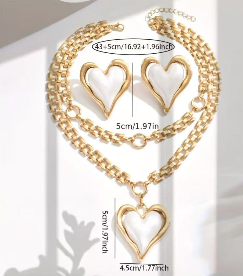 Valentine's Day Exaggerated Oversized Heart Temperament Jewelry Set