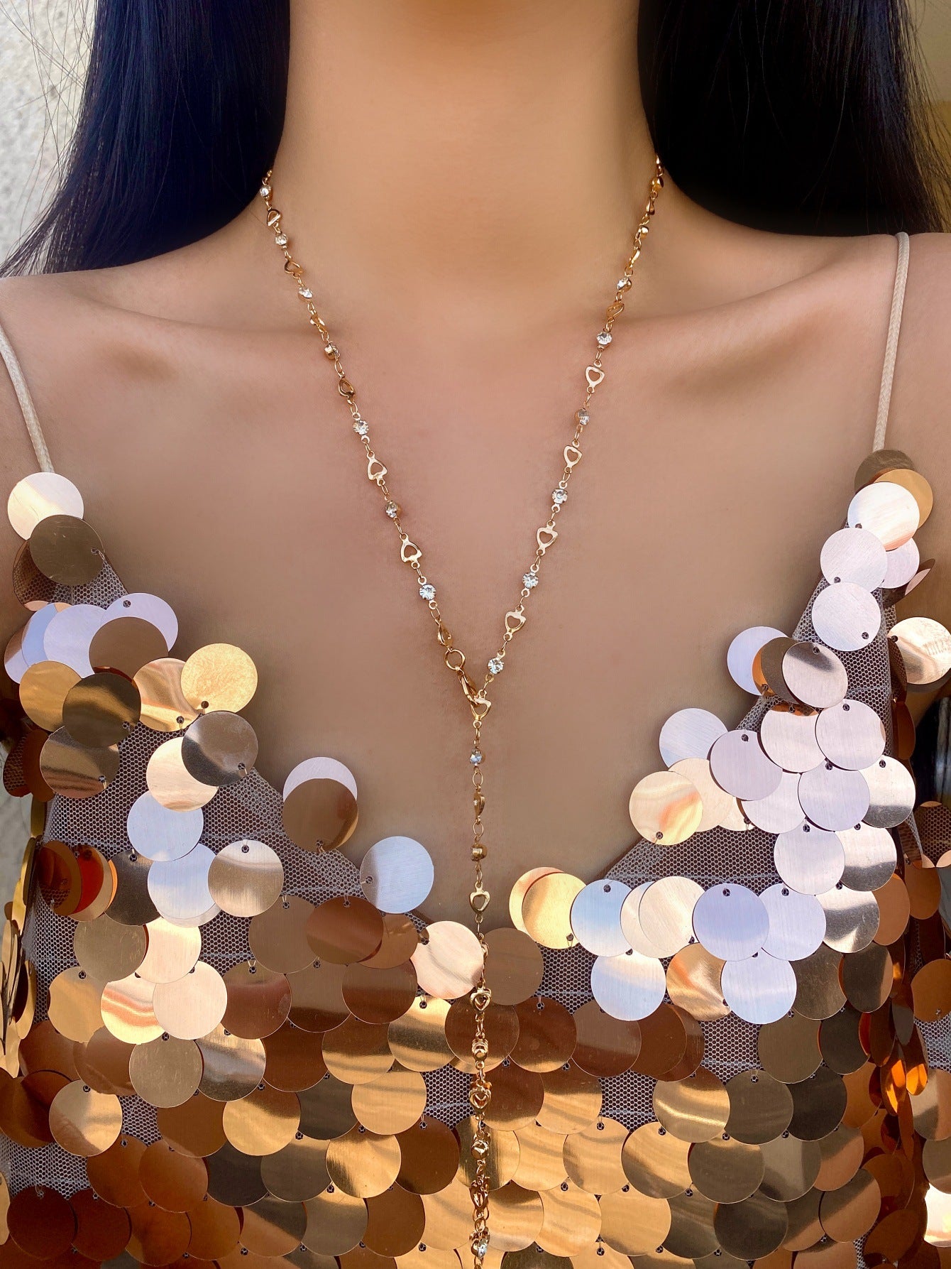 Color Polka Dot Fashion Long Party Necklace