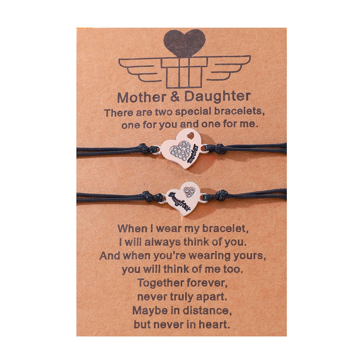 Metal Diamond Heart-shaped Mother And Daughter Lettering Bracelets