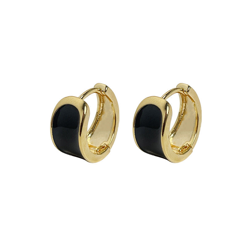 Women's High-grade Semicircle Dripping Oil Ear Clip Earrings