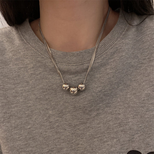 Metal Ball Fashion Retro Sweater Chain Clavicle Temperament Necklaces