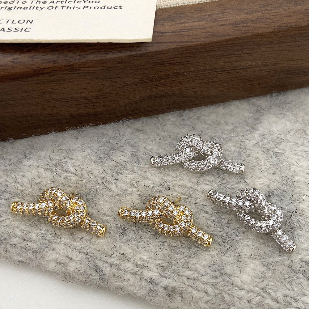 Women's Exquisite Knotted High-grade Full Diamond Micro Earrings